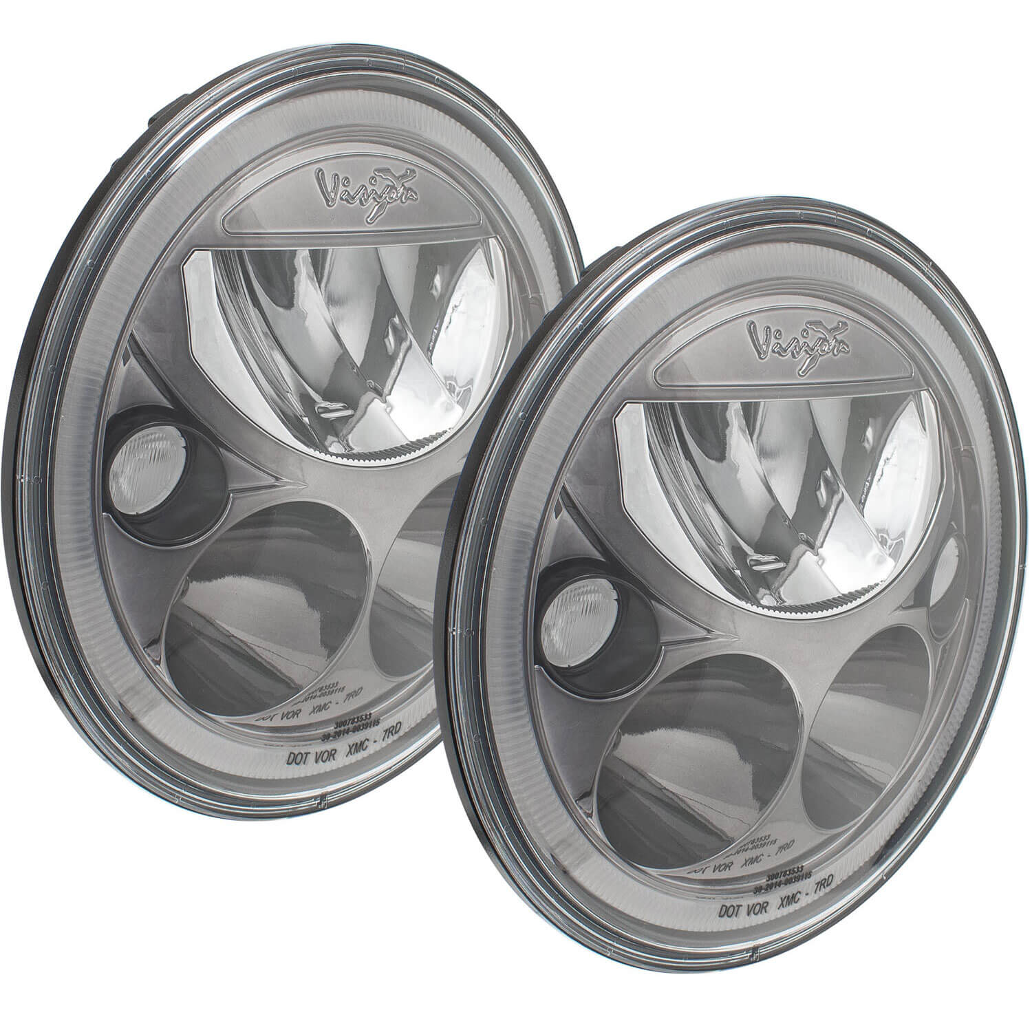 2007-2017 Jeep JK VX LED Headlight Kit - Black Chrome | White Halo