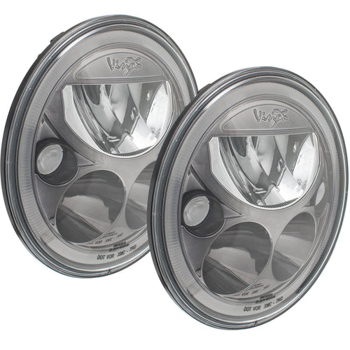 2007-2017 Jeep JK VX LED Headlight Kit - Black Chrome | White Halo