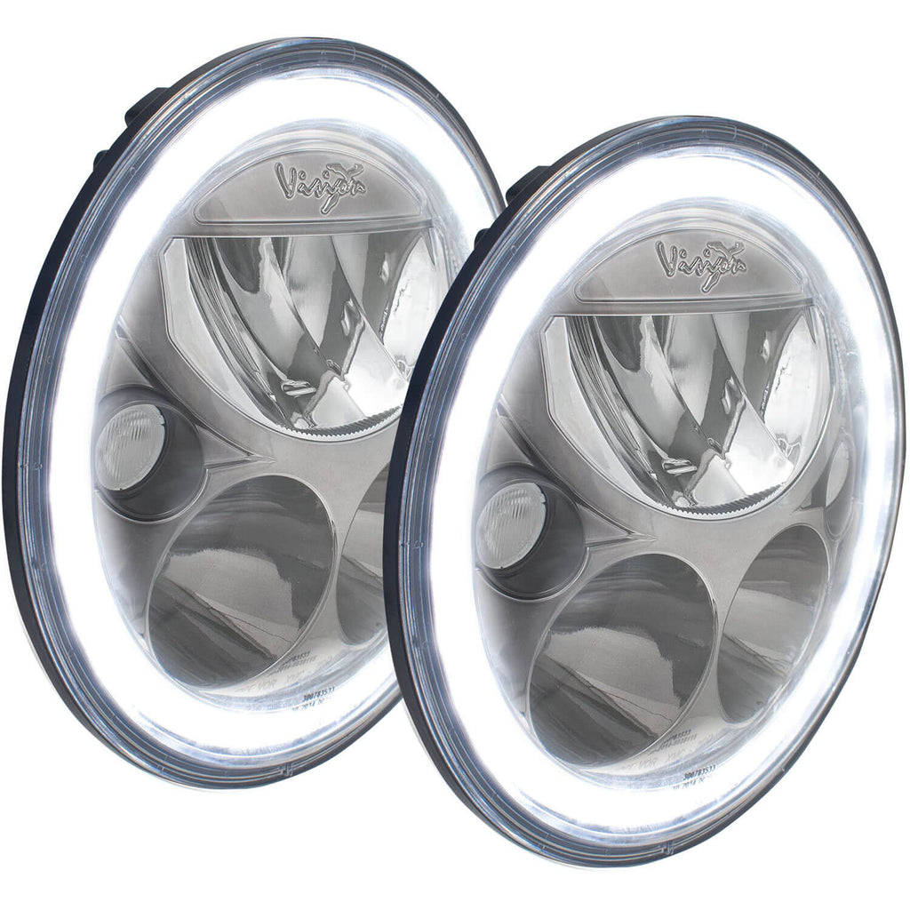 2007-2017 Jeep JK VX LED Headlight Kit - Black Chrome | White Halo
