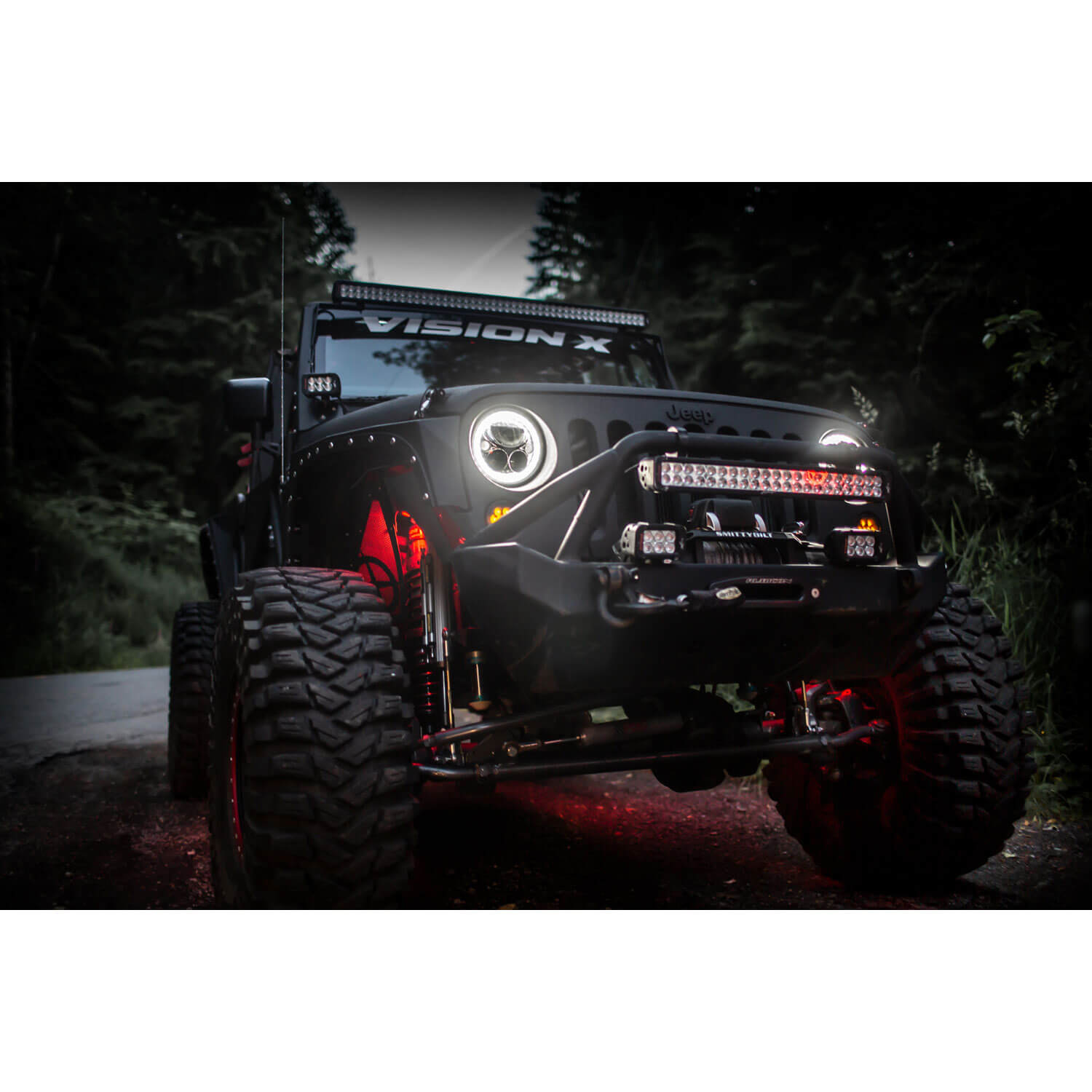 2007-2017 Jeep JK VX LED Headlight Kit - Black Chrome | White Halo